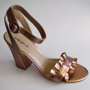 NEW INDIGO RD Shiny Rose Gold Heel Sandal Shoes